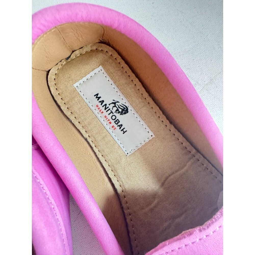 Manitobah Kayak Moccasin Pink Beaded Leather w Bow Detail 6 - Picture 4 of 9